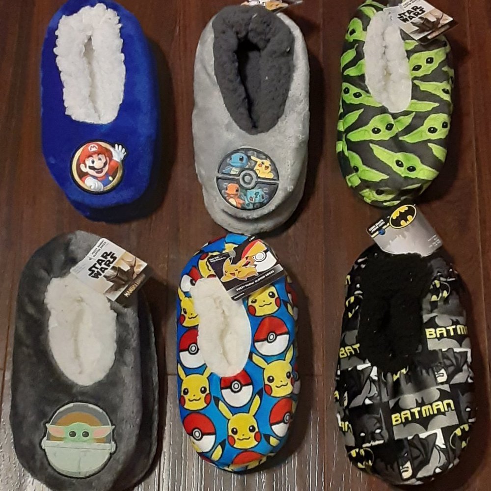 Boys' Fuzzy Babba Slipper Socks - NEW!